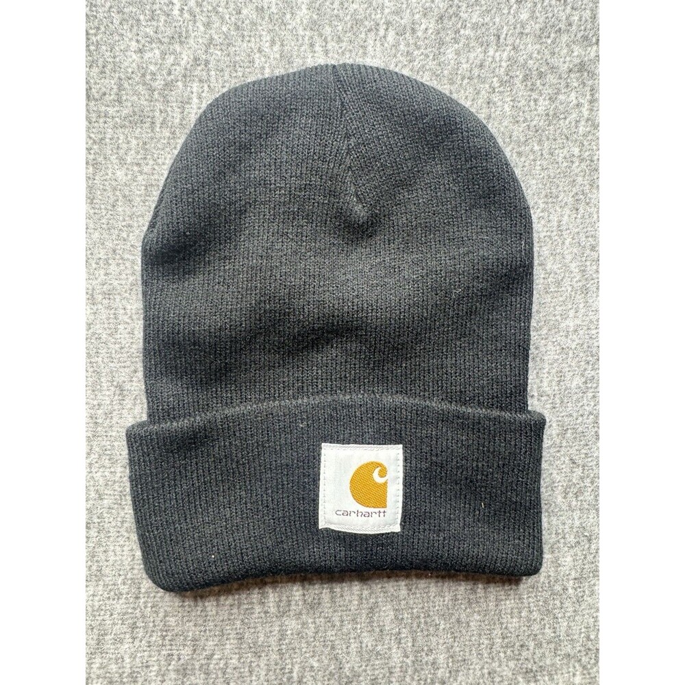 Carhartt Logo Cuffed Beanie Cap Winter Hat Black Men's One Size
